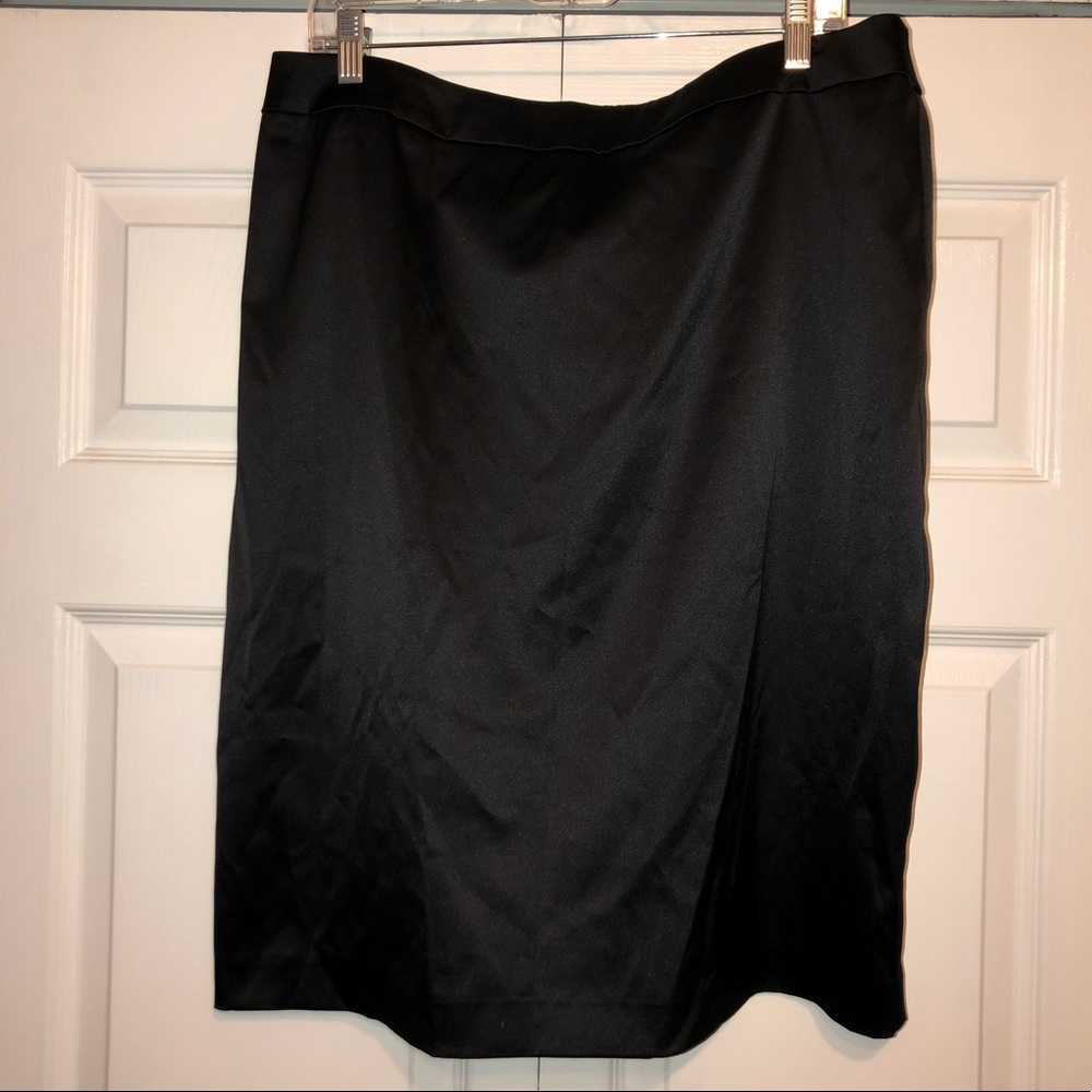 JS Collection Black Satin Pencil Skirt Size 16